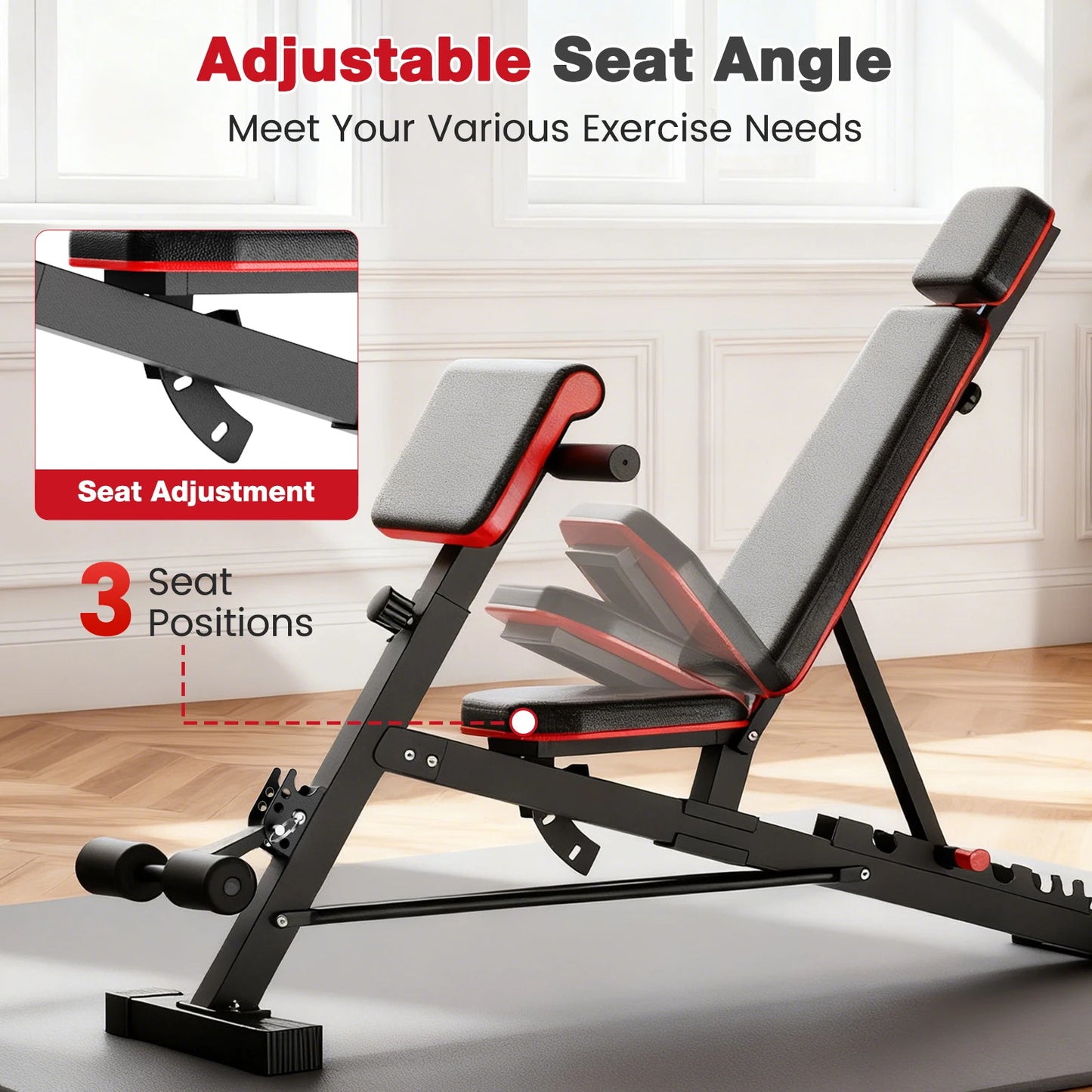 Foldable Adjustable Roman Chair Dumbbell Training Bench