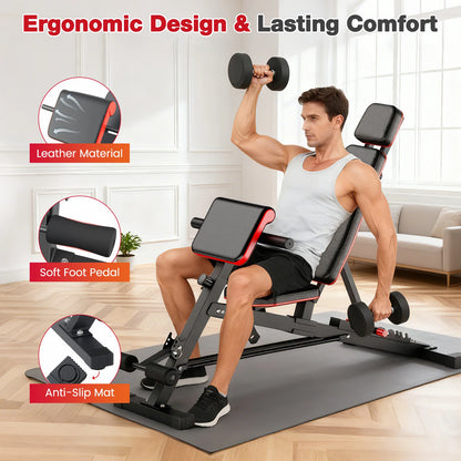 Foldable Adjustable Roman Chair Dumbbell Training Bench