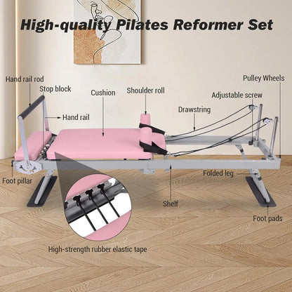 Foldable 77" Adjustable Home Pilates Reformer Machine