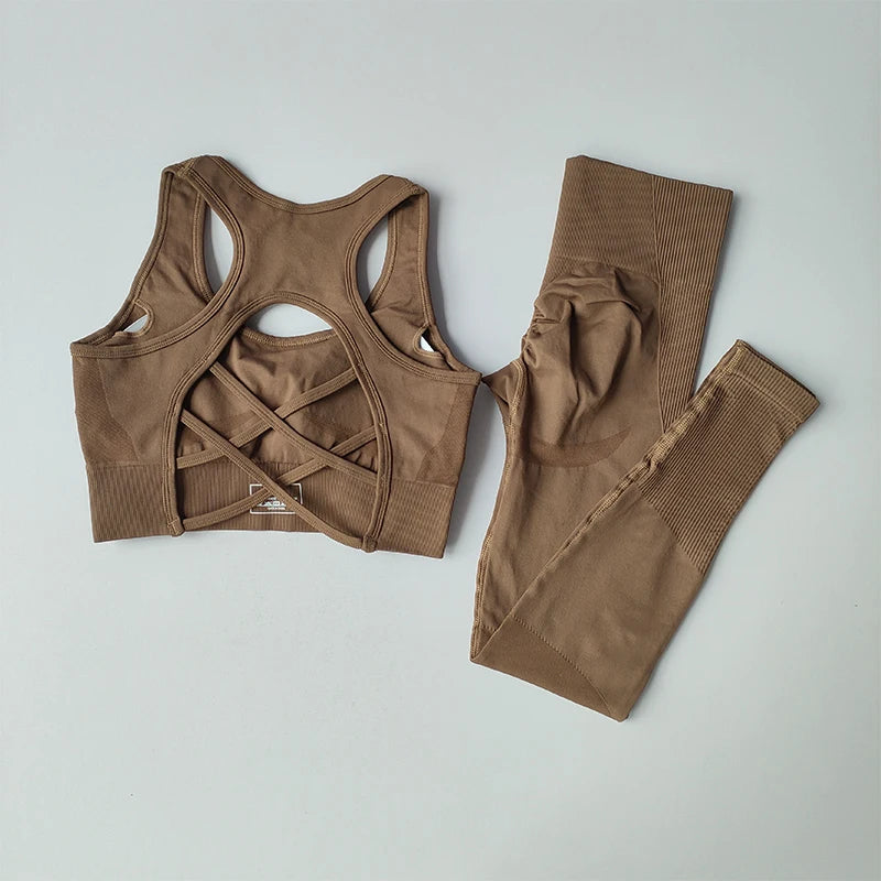 2PCS Tank Top Bra & Shockproof Running Leggings