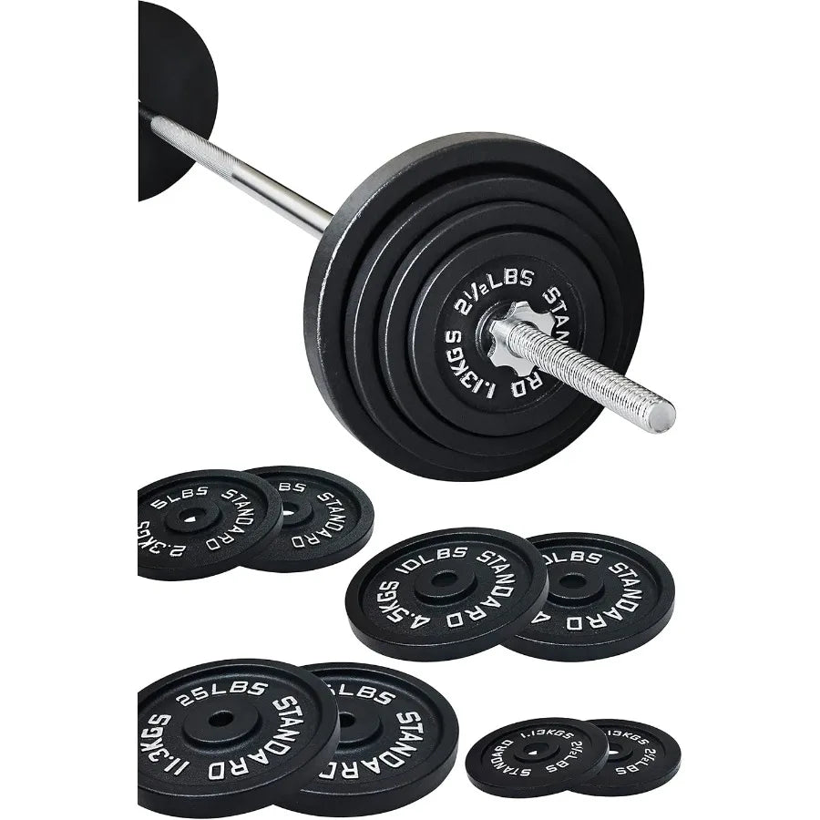 95‑Pound Cast Iron Weight Set with Barbell