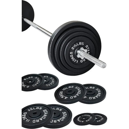 95‑Pound Cast Iron Weight Set with Barbell