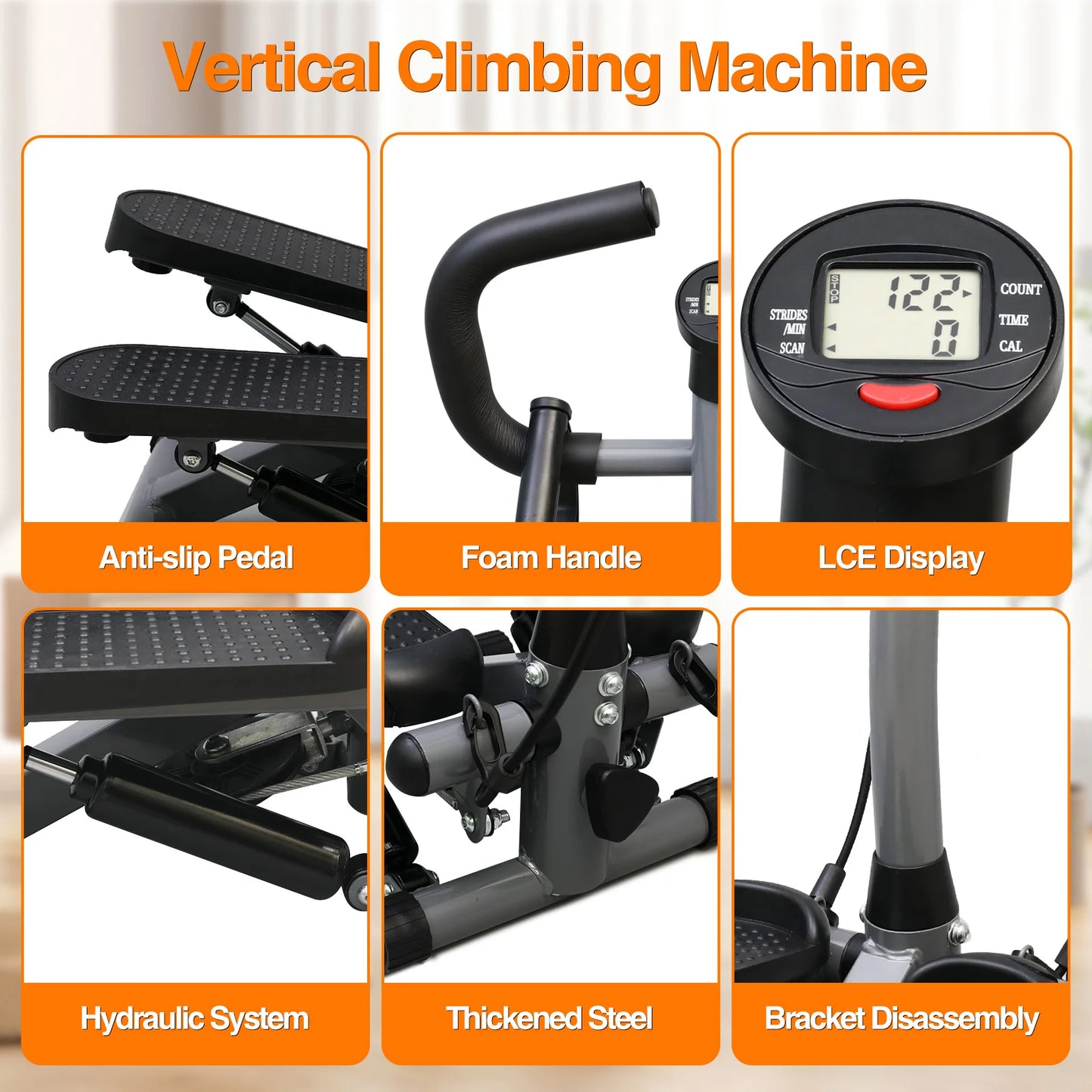 Stepper Machine with Handlebar LCD Monitor