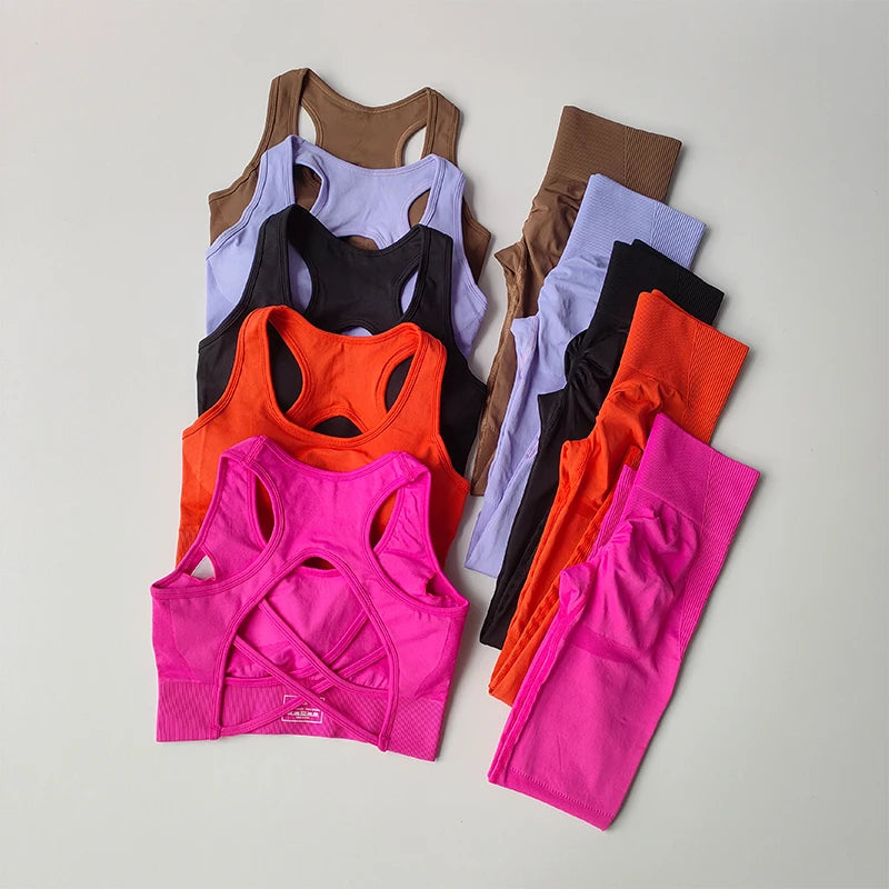 2PCS Tank Top Bra & Shockproof Running Leggings