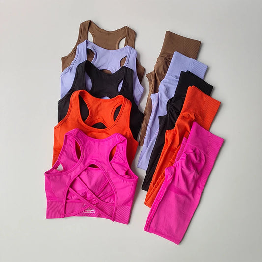 2PCS Tank Top Bra & Shockproof Running Leggings