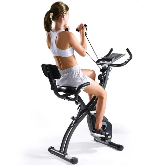 Folding Magnetic Upright Exercise Bike with Bands