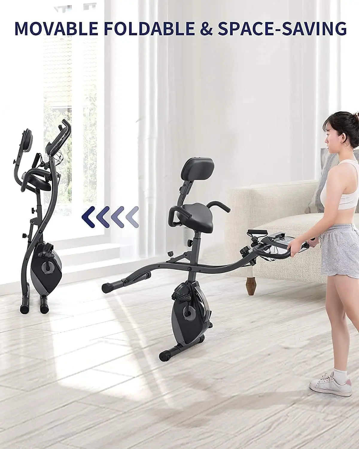 Folding Magnetic Upright Exercise Bike with Bands