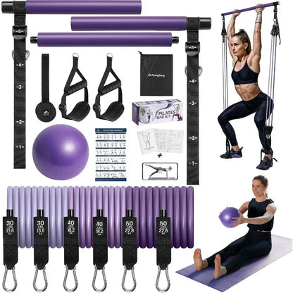 Upgraded Pilates Bar Kit with Natural Latex Bands