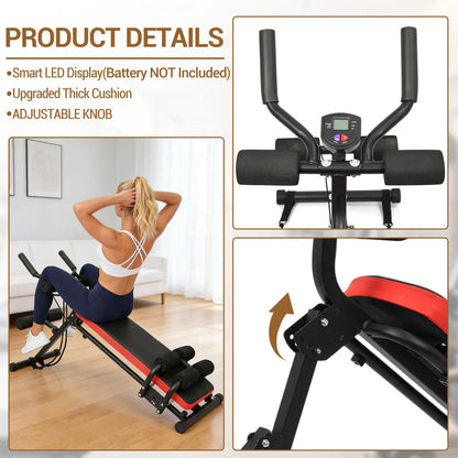 2‑in‑1 Adjustable Ab Bench Glider Trainer