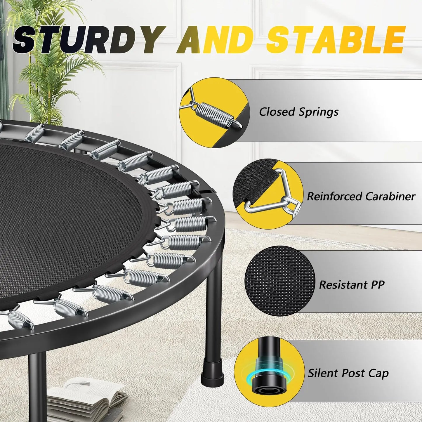 40" Foldable Adult Fitness Rebounder Trampoline