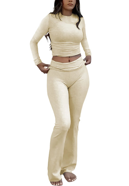 Women's Yoga Two-Piece Set Long-Sleeve Wide-Leg