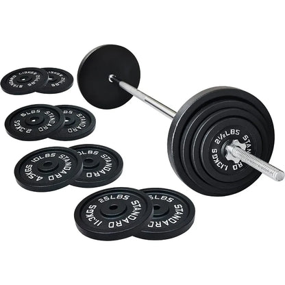 95‑Pound Cast Iron Weight Set with Barbell