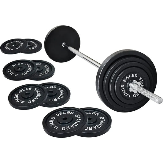 95‑Pound Cast Iron Weight Set with Barbell
