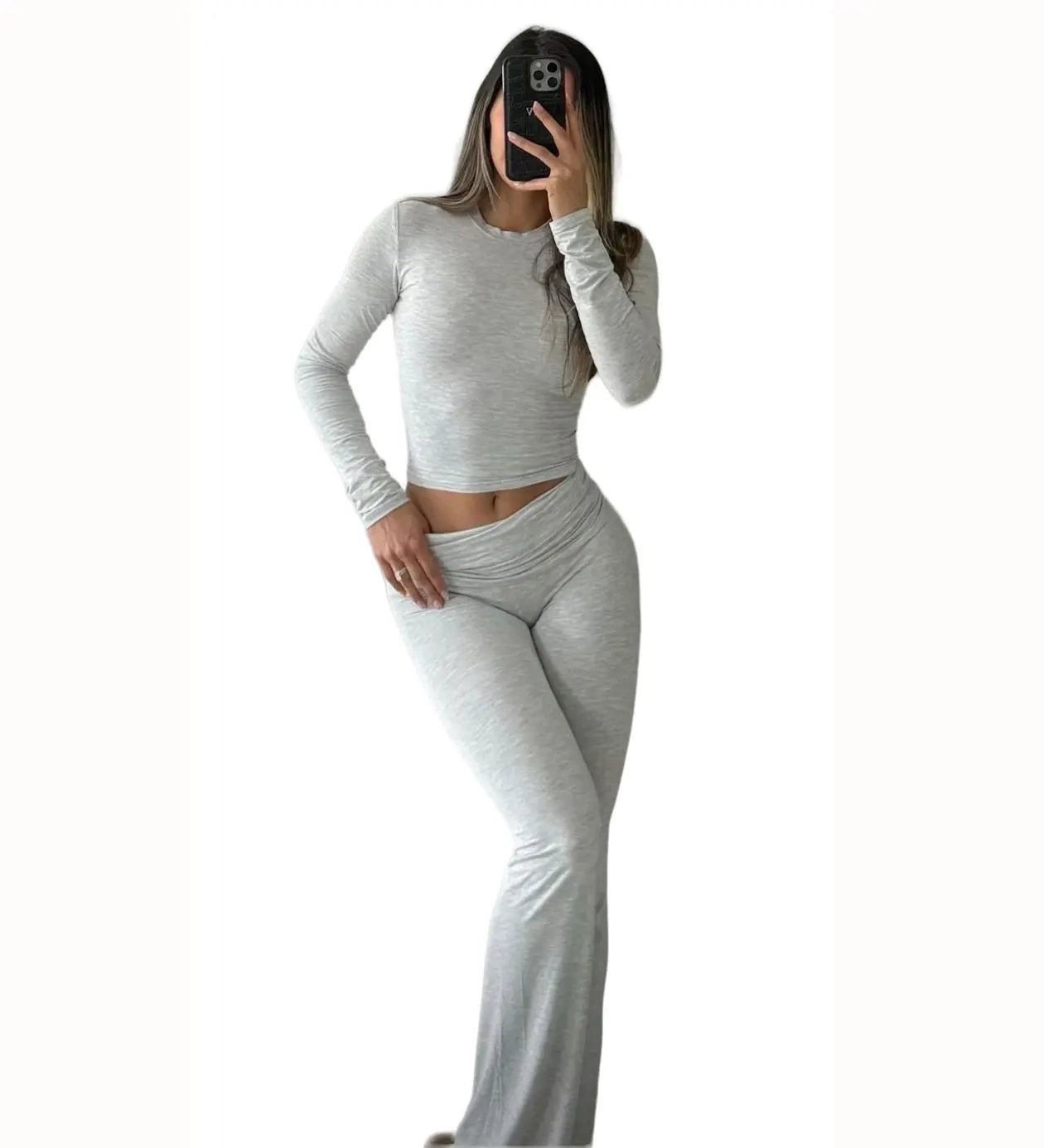 Women's Yoga Two-Piece Set Long-Sleeve Wide-Leg